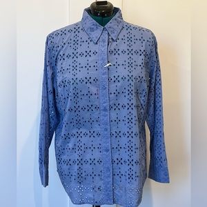 Lauren Ralph Lauren Eyelet Cotton Shirt / Blouse NEW, Size 2x (plus-size)